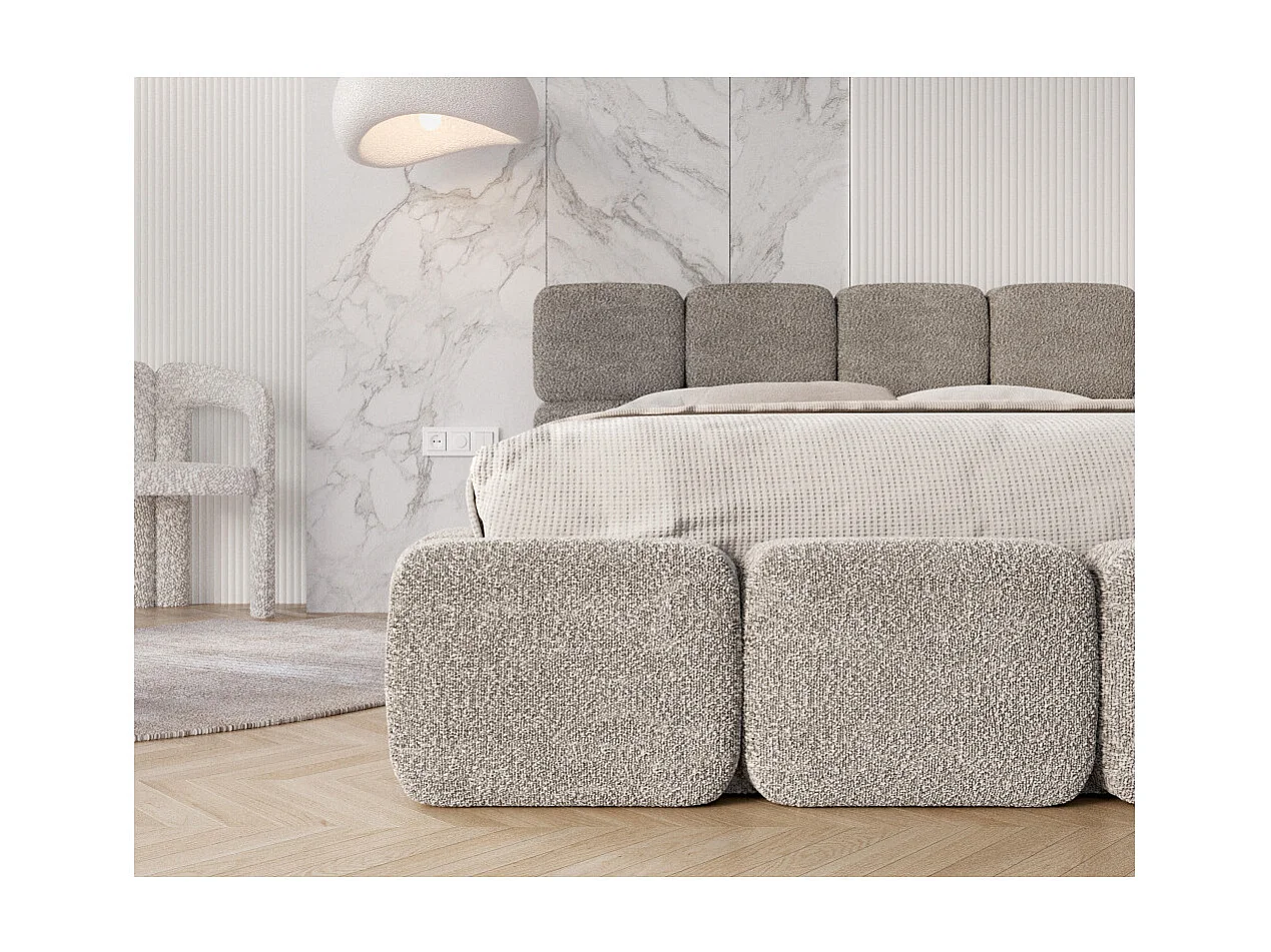 Lit coffre Delicato 180 x 200 cm avec sommier à lattes relevable Gris Clair