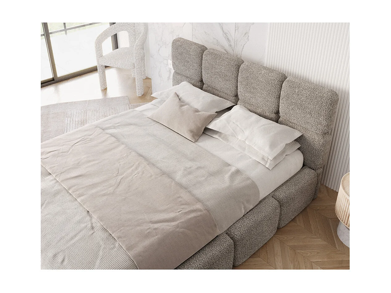 Lit coffre Delicato 180 x 200 cm avec sommier à lattes relevable Gris Clair