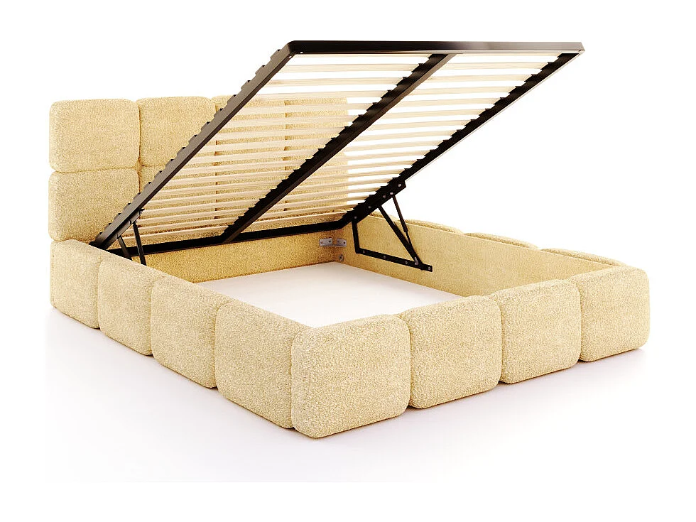 Lit coffre Delicato 140 x 190 cm avec sommier à lattes relevable Jaune miel