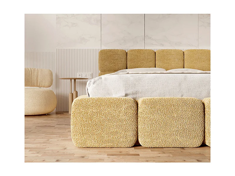 Lit coffre Delicato 140 x 190 cm avec sommier à lattes relevable Jaune miel
