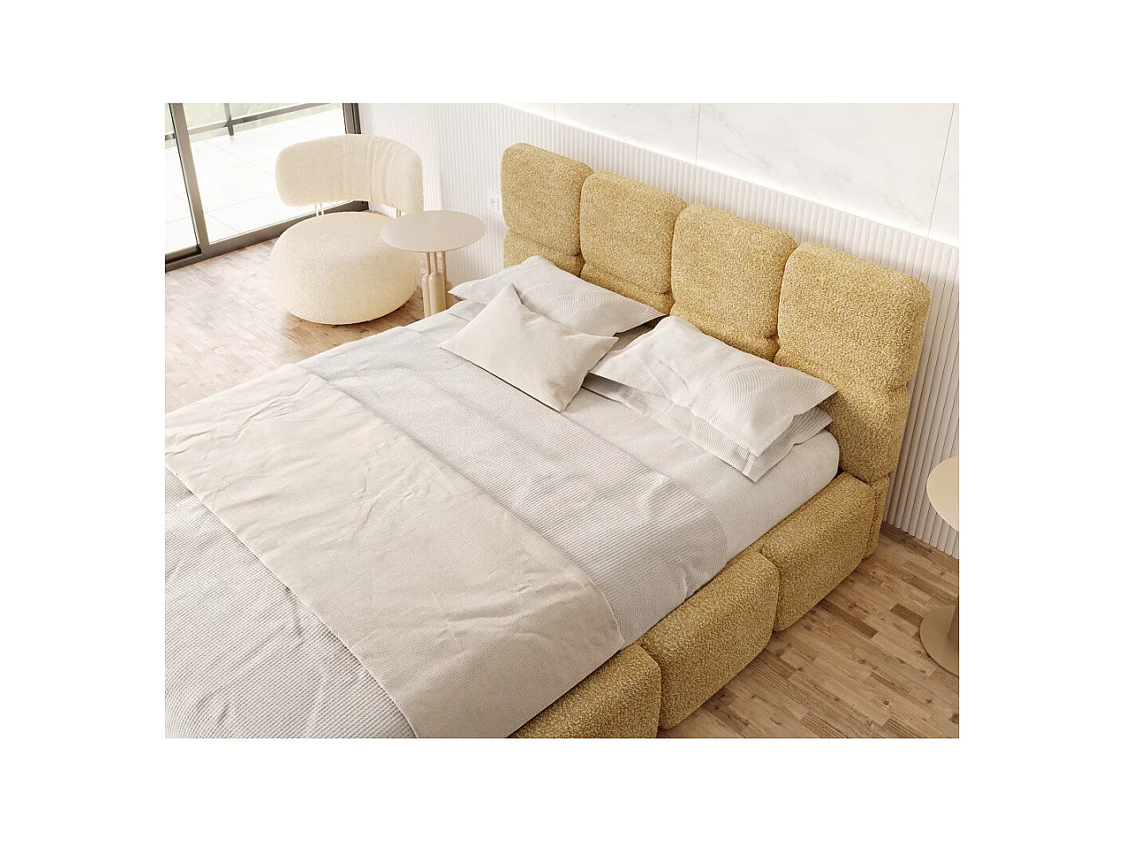 Lit coffre Delicato 160 x 200 cm avec sommier à lattes relevable Jaune miel