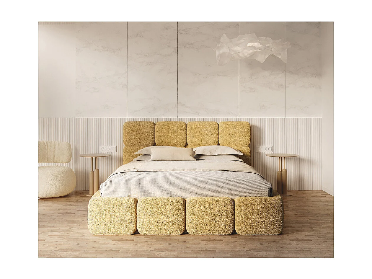 Lit coffre Delicato 160 x 200 cm avec sommier à lattes relevable Jaune miel