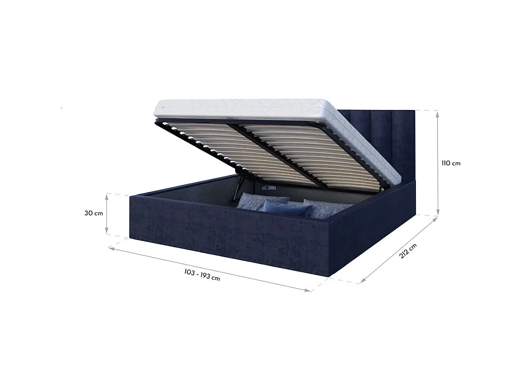 Lit coffre Lorado 140 x 200 cm avec sommier à lattes relevable Beige Foncé