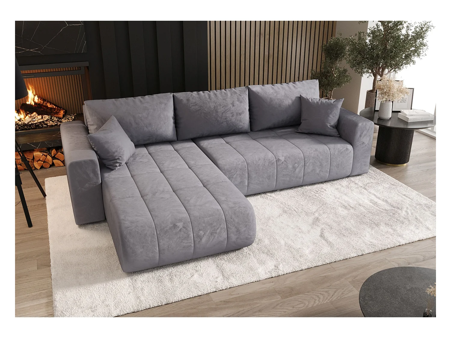 ECKSOFA mit Schlaffunktion MILO Monolith 70 Hellblau Links L-Form Sofa mit Stauraum Bettkasten Wohnzimmersofa Couch Sofa Bettsofa Bettkasten Bettcouch