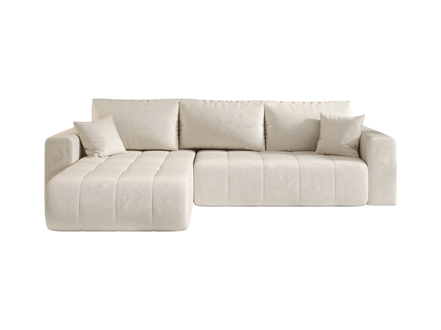 ECKSOFA mit Schlaffunktion MILO Monolith 02 Creme Links L-Form Sofa mit Stauraum Bettkasten Wohnzimmersofa Couch Sofa Bettsofa Bettkasten Bettcouch