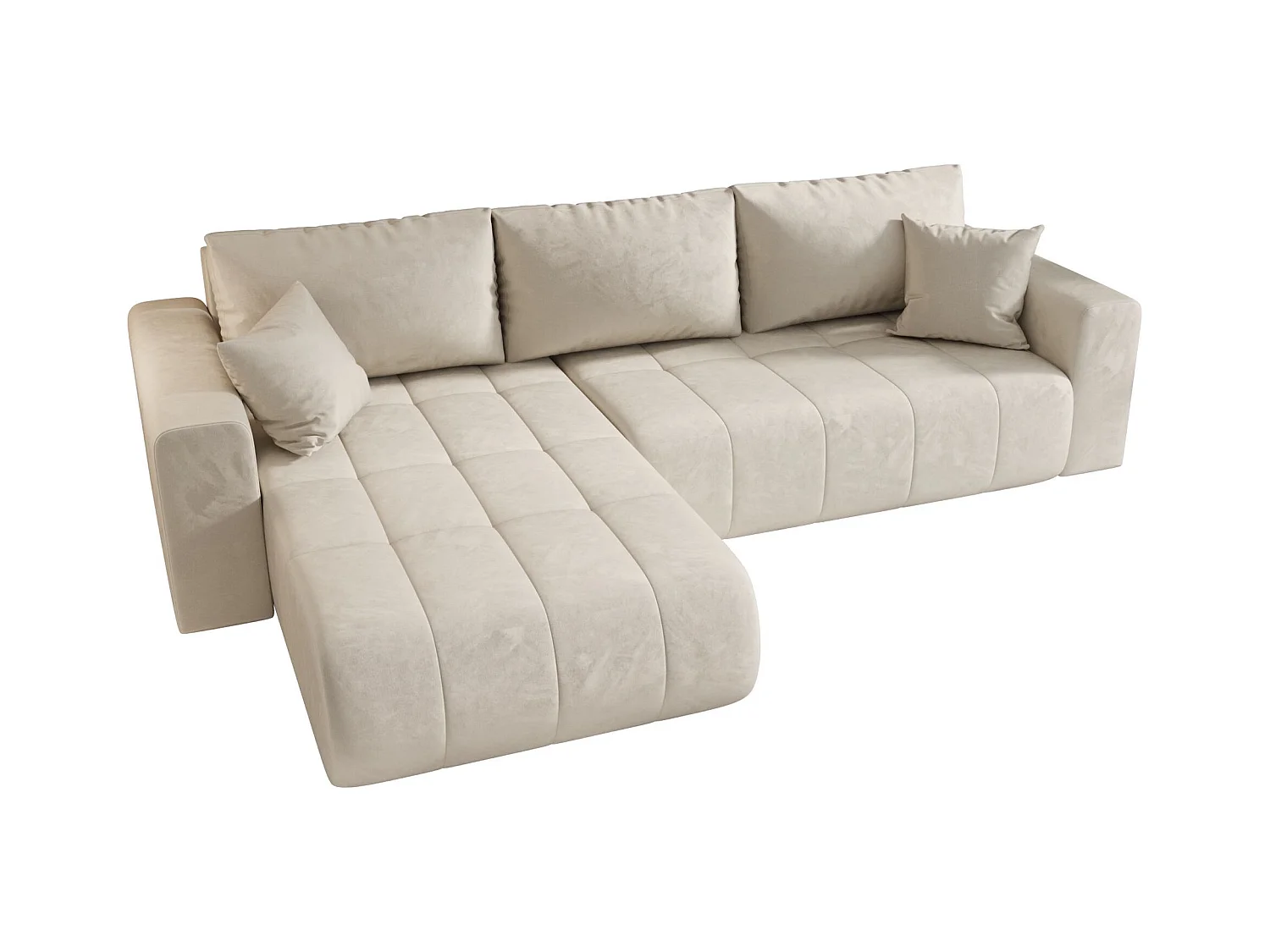 ECKSOFA mit Schlaffunktion MILO Monolith 02 Creme Links L-Form Sofa mit Stauraum Bettkasten Wohnzimmersofa Couch Sofa Bettsofa Bettkasten Bettcouch