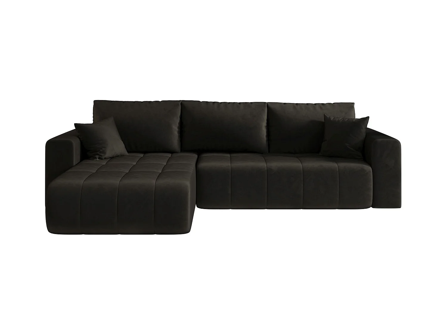 ECKSOFA mit Schlaffunktion MILO Monolith 95 Schwarz Links L-Form Sofa mit Stauraum Bettkasten Wohnzimmersofa Couch Sofa Bettsofa Bettkasten Bettcouch
