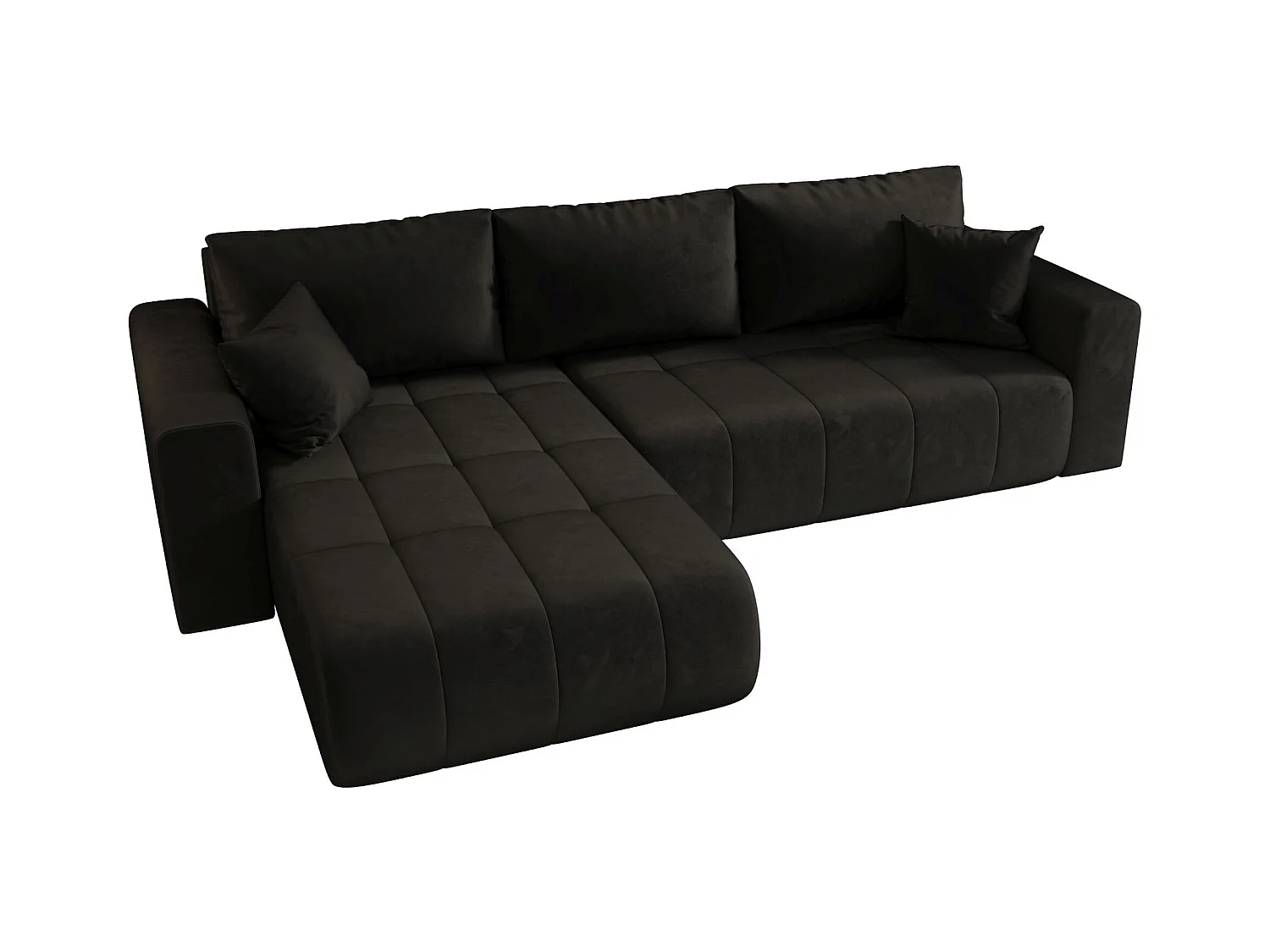 ECKSOFA mit Schlaffunktion MILO Monolith 95 Schwarz Links L-Form Sofa mit Stauraum Bettkasten Wohnzimmersofa Couch Sofa Bettsofa Bettkasten Bettcouch