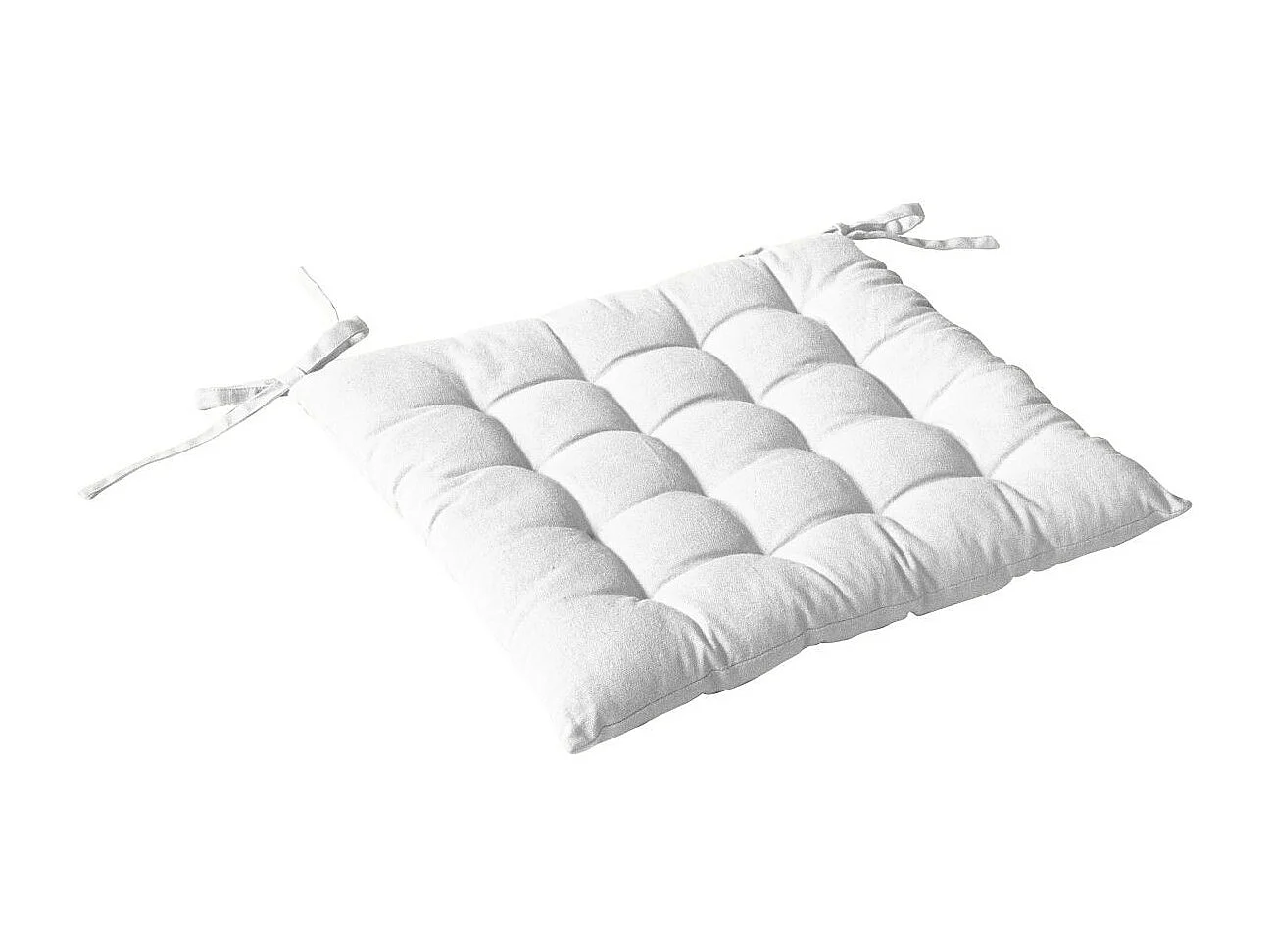 Galette de Chaise Piquée Uni "Panama" 38x38cm Blanc