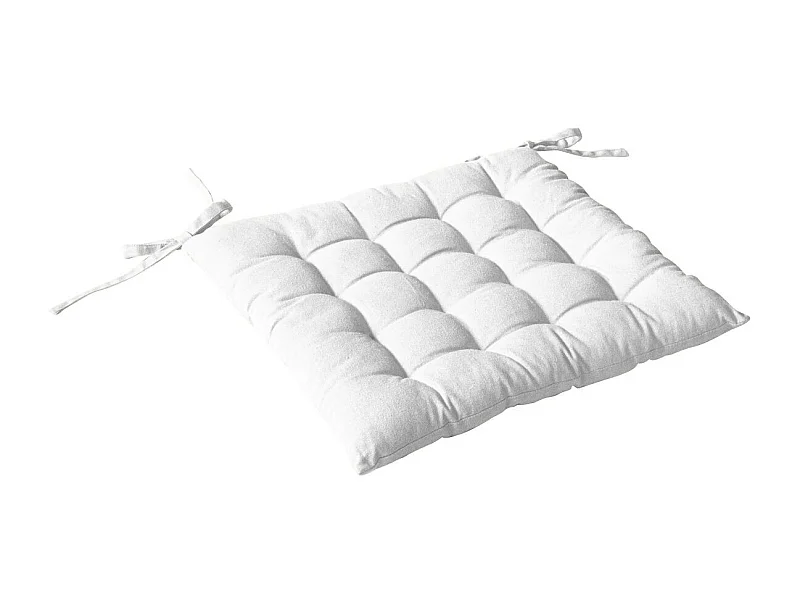 Galette de Chaise Piquée Uni "Panama" 38x38cm Blanc