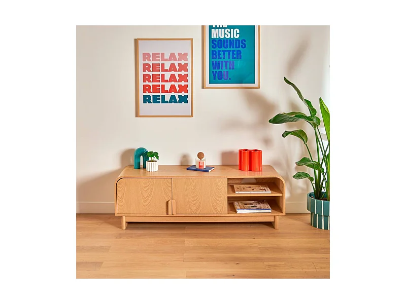 Meuble TV 2 Portes "Lee" 140cm Beige