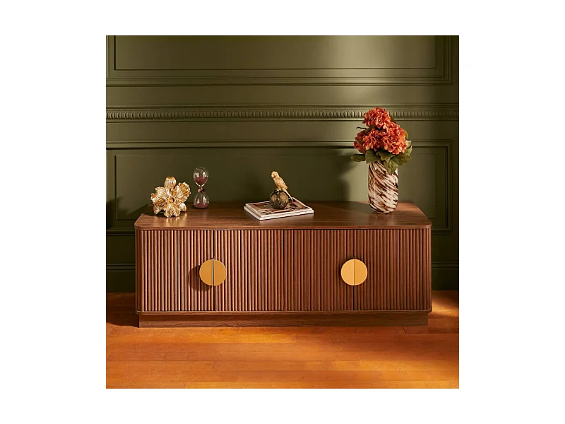 Meuble TV 4 Portes "Wany" 140cm Marron