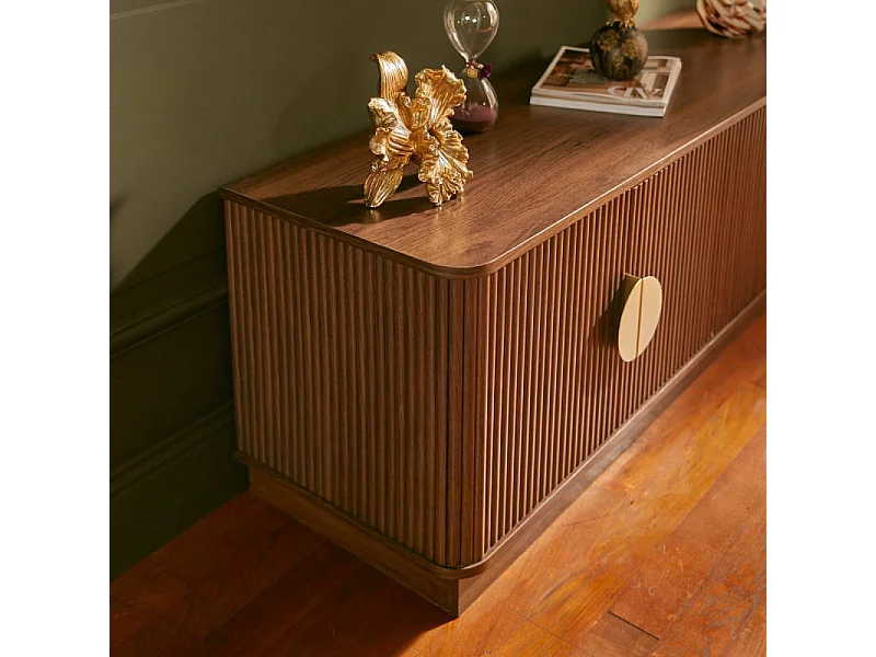 Meuble TV 4 Portes "Wany" 140cm Marron