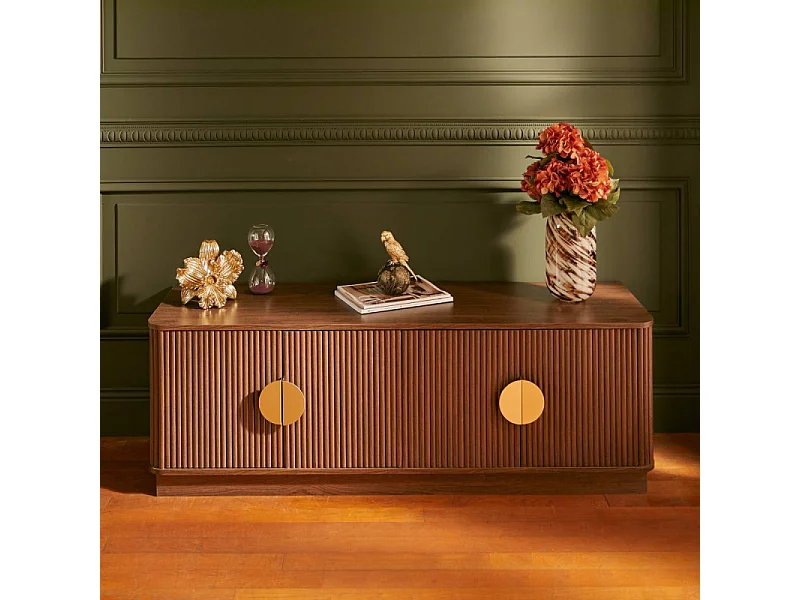 Meuble TV 4 Portes "Wany" 140cm Marron