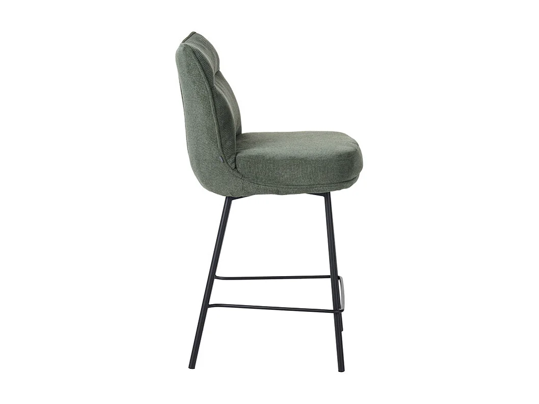Tabouret de bar Léon tissu vert pieds métal