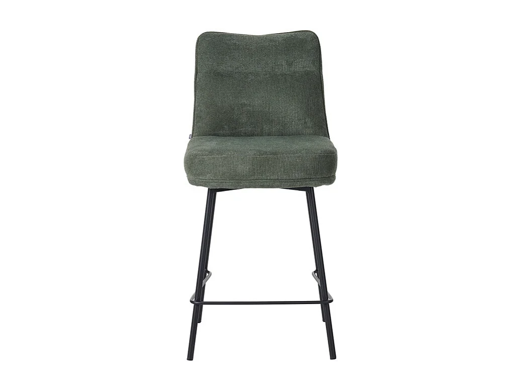Tabouret de bar Léon tissu vert pieds métal