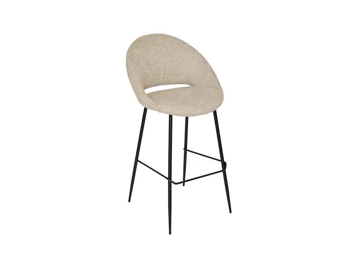 Tabouret de bar Amago haut tissu beige Atmosphera
