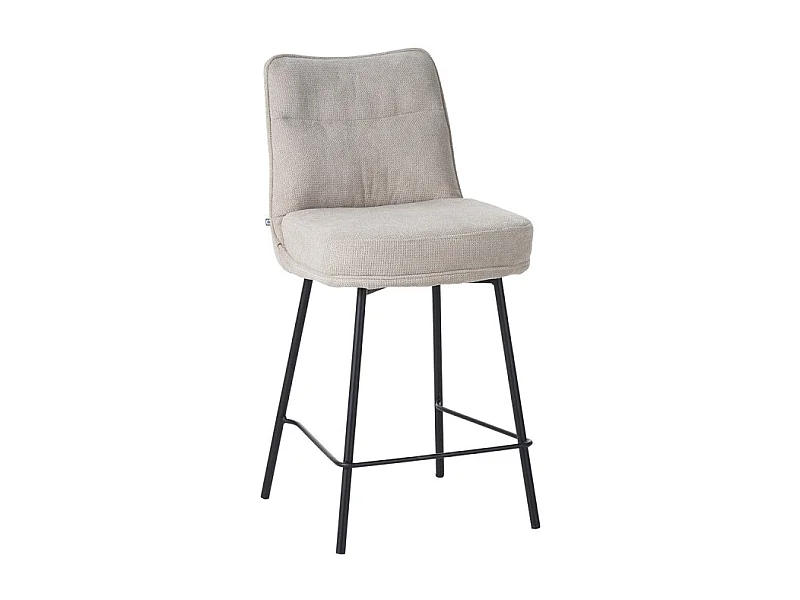 Tabouret de bar Léon tissu beige pieds métal