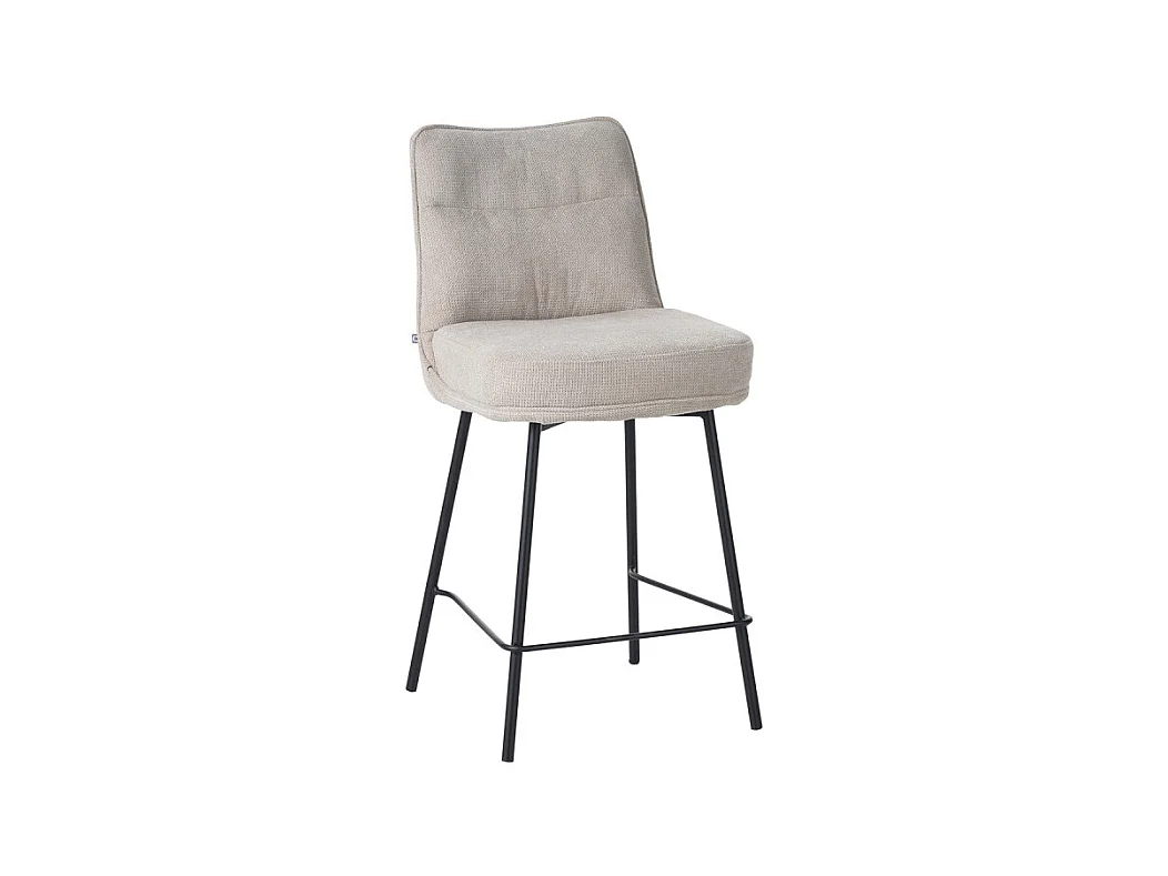 Tabouret de bar Léon tissu beige pieds métal