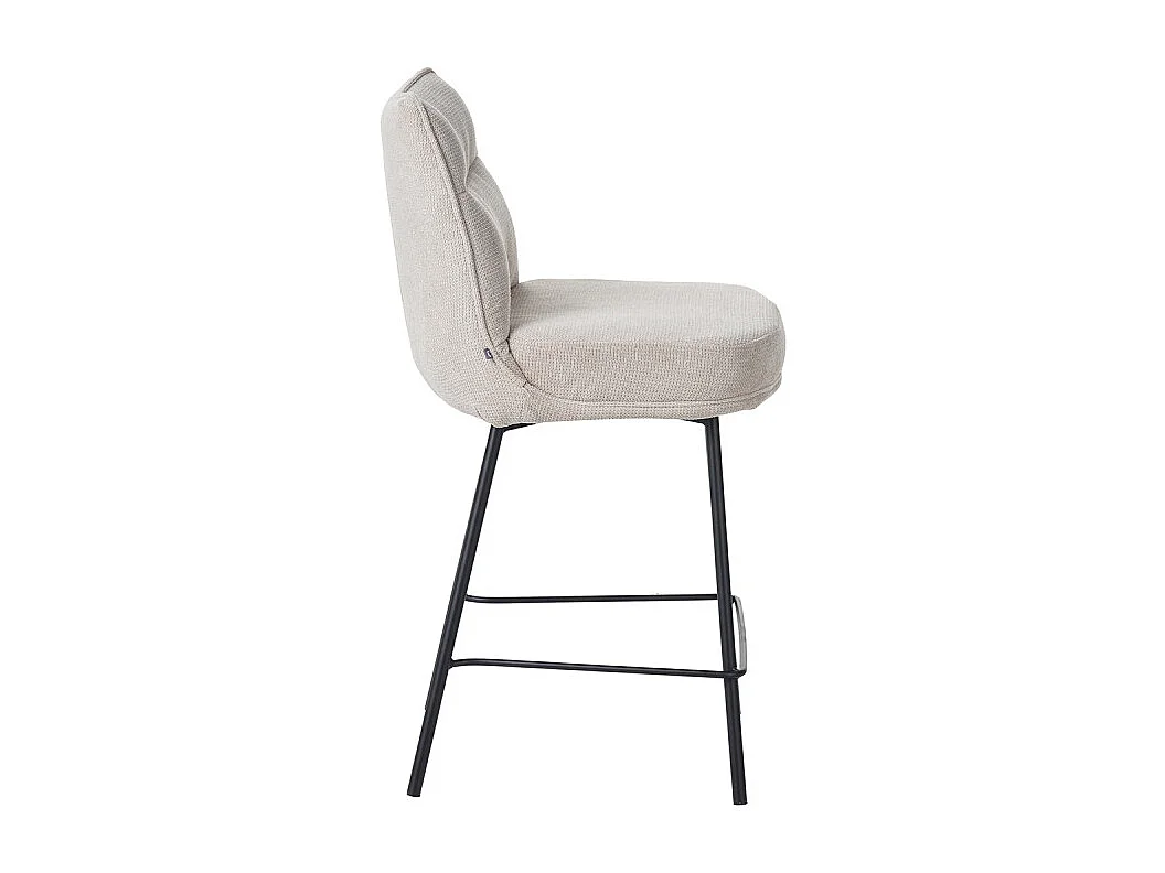 Tabouret de bar Léon tissu beige pieds métal