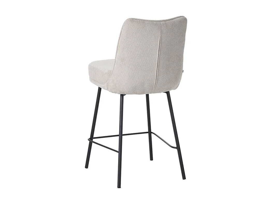 Tabouret de bar Léon tissu beige pieds métal