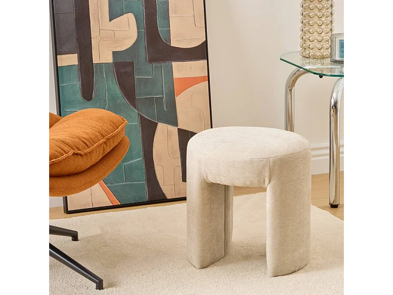 Pouf Design en Tissu "Jin" 38cm Beige