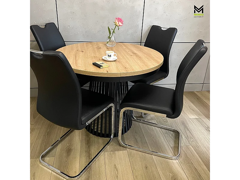 MINIO go for it, Table à rallonges GORI chêne artisan/noir