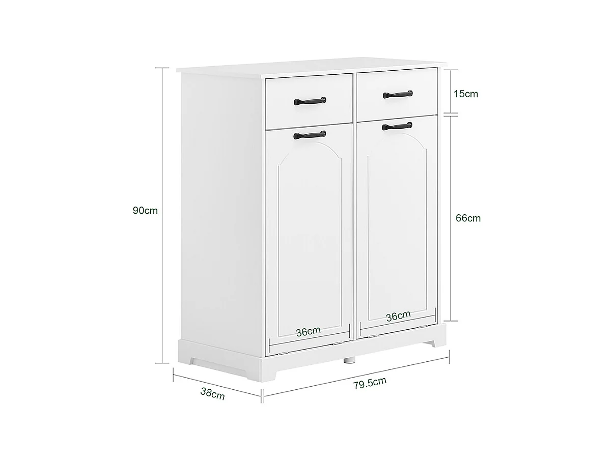 SoBuy badkamermeubel ruimtebesparend met wasmanden en laden wit hout 79,5x38x90cm