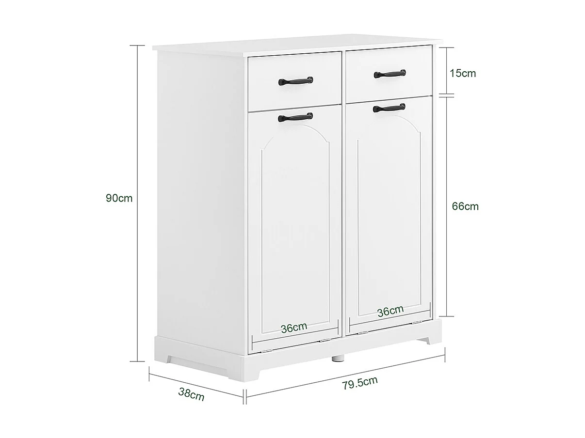 SoBuy meuble de salle de bain avec 2 bacs à laver et tiroirs en bois blanc 79,5x38x90cm