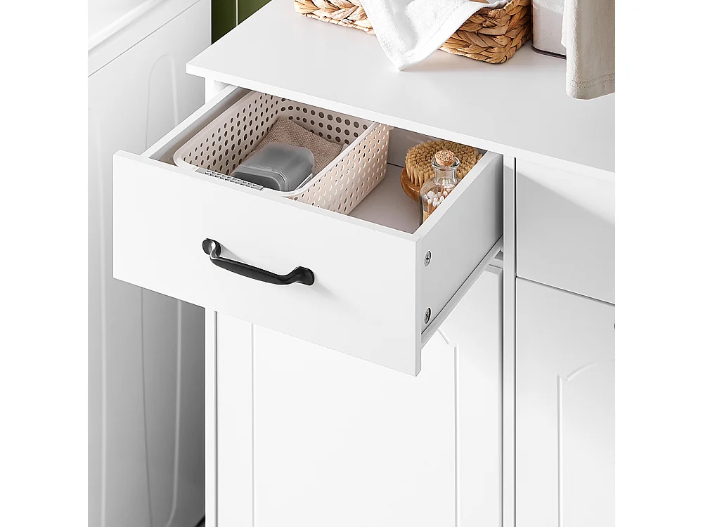 SoBuy meuble de salle de bain avec 2 bacs à laver et tiroirs en bois blanc 79,5x38x90cm
