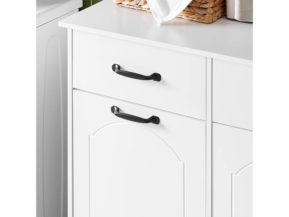 SoBuy meuble de salle de bain avec 2 bacs à laver et tiroirs en bois blanc 79,5x38x90cm