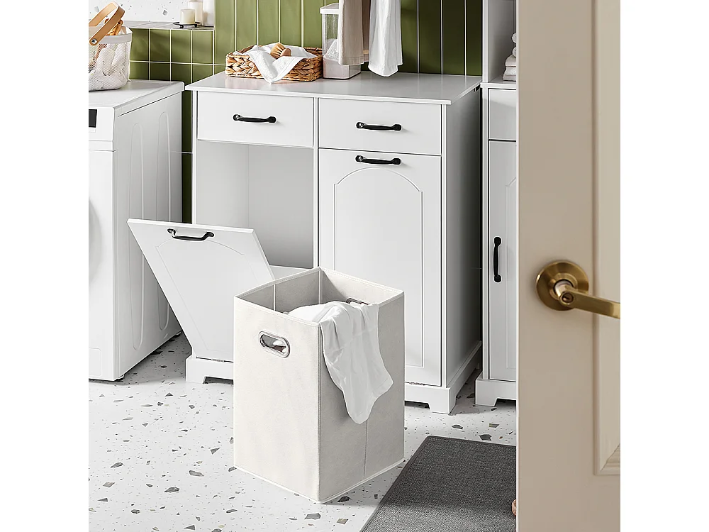 SoBuy meuble de salle de bain avec 2 bacs à laver et tiroirs en bois blanc 79,5x38x90cm