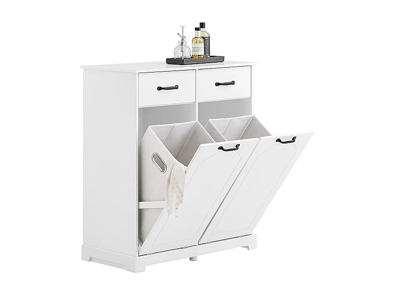 SoBuy meuble de salle de bain avec 2 bacs à laver et tiroirs en bois blanc 79,5x38x90cm