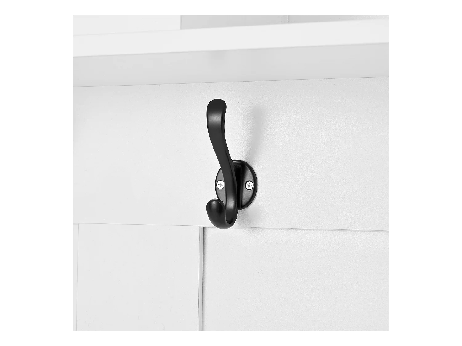 Vestiaire d'entrée moderne 100x40x185.4cm - avec 6 crochets et 1 porte - avec 4 étagères ouvertes - Blanc