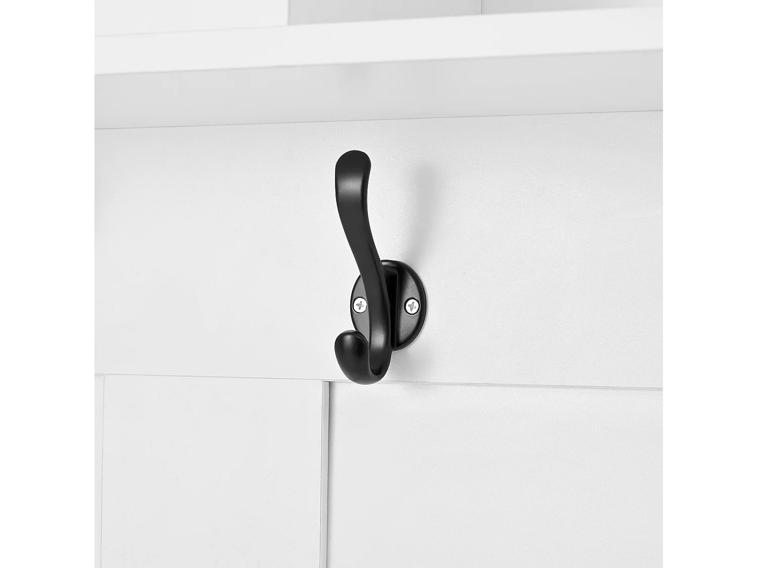 Vestiaire d'entrée moderne 100x40x185.4cm - avec 6 crochets et 1 porte - avec 4 étagères ouvertes - Blanc