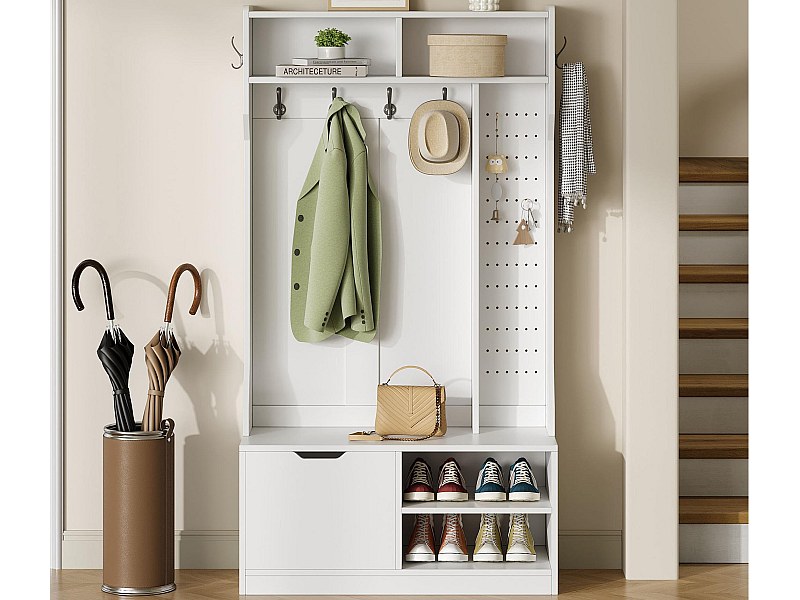 Moderne inkomhal garderobe 100x40x185.4cm - met 6 haken en 1 deur - met ...