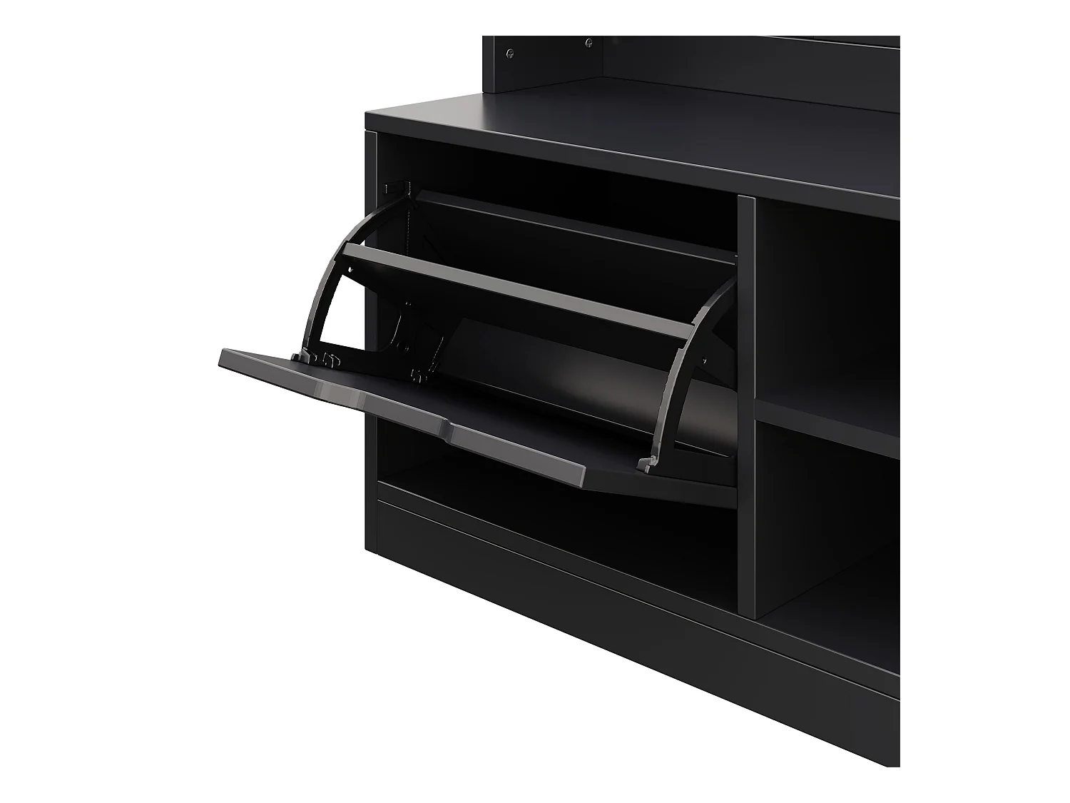 Vestiaire d'entrée moderne 100x40x185.4cm - avec 6 crochets et 1 porte - avec 4 étagères ouvertes - noir