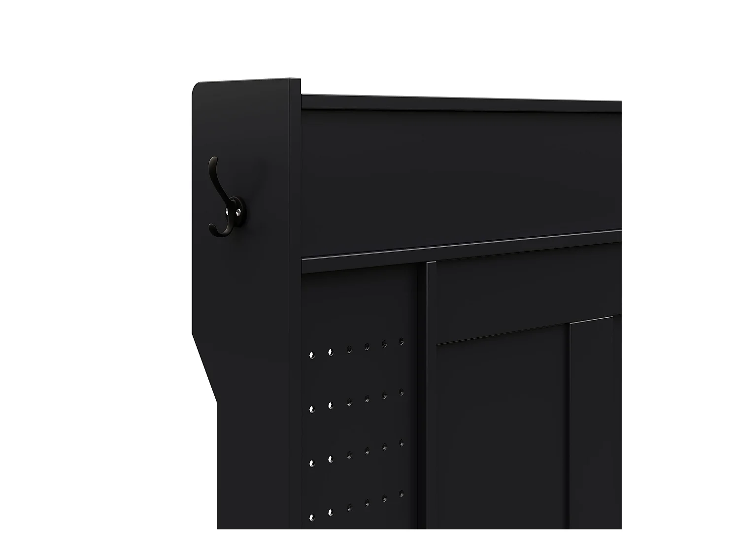 Vestiaire d'entrée moderne 100x40x185.4cm - avec 6 crochets et 1 porte - avec 4 étagères ouvertes - noir