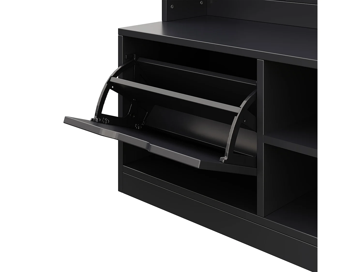 Vestiaire d'entrée moderne 100x40x185.4cm - avec 6 crochets et 1 porte - avec 4 étagères ouvertes - noir