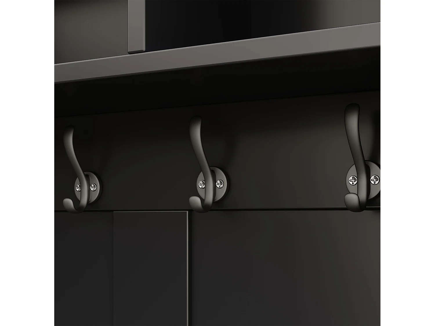 Vestiaire d'entrée moderne 100x40x185.4cm - avec 6 crochets et 1 porte - avec 4 étagères ouvertes - noir