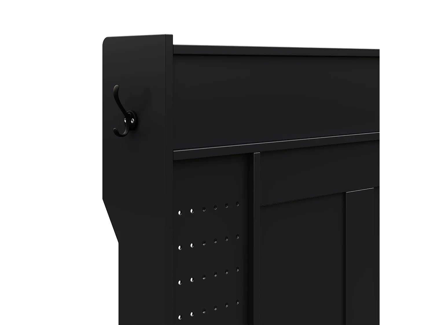 Vestiaire d'entrée moderne 100x40x185.4cm - avec 6 crochets et 1 porte - avec 4 étagères ouvertes - noir