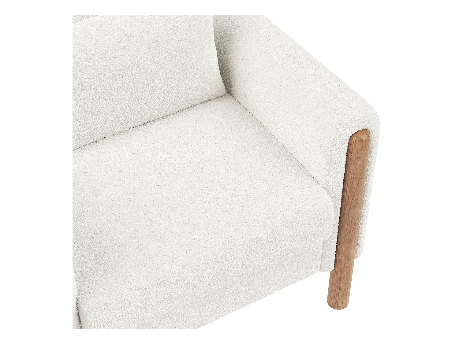 Fauteuil moderne 87x83x88,5 cm - coussins épais - bois massif + coton PP - blanc
