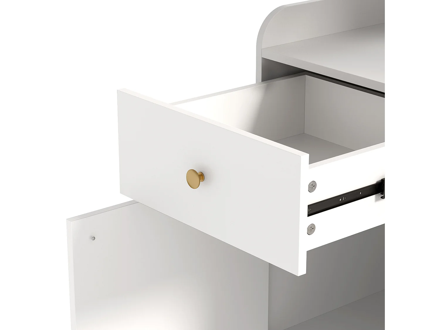 Vestiaire blanc avec 2 tiroirs, 1 porte et miroir, patères réglables 105x38x180cm