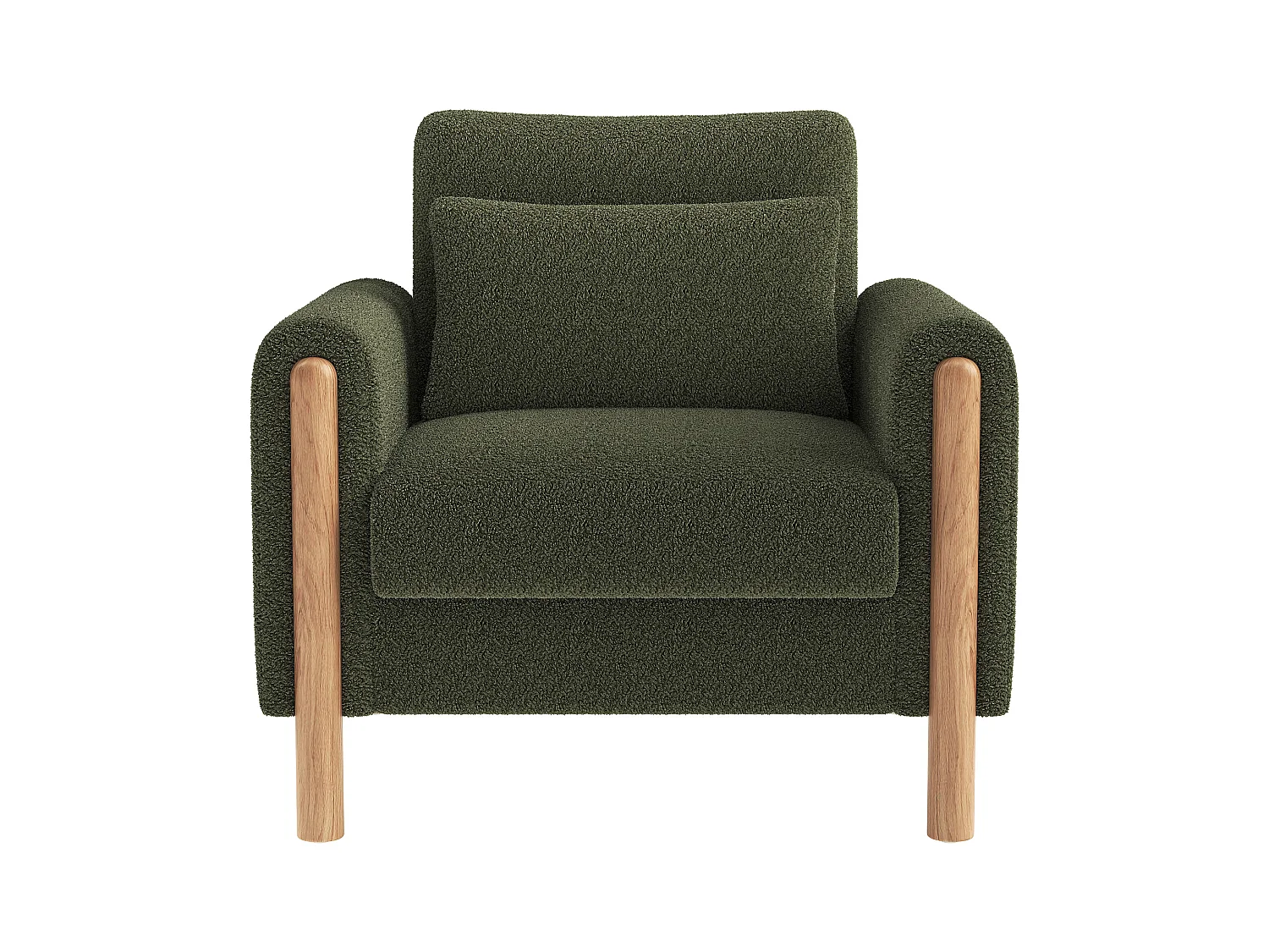 Fauteuil moderne 87x83x88,5 cm - coussins épais - bois massif + coton PP - Vert