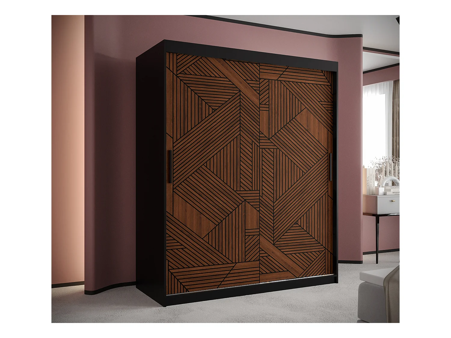 Armoire MARSYLIA 1 À Portes Coulissantes 200/150/62 2 portes (Noir)