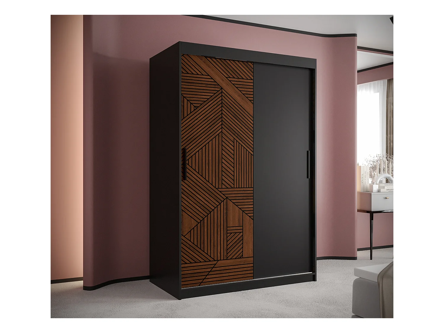 Armoire Marsylia À Portes Coulissantes 200/120/62 2 portes (Noir)