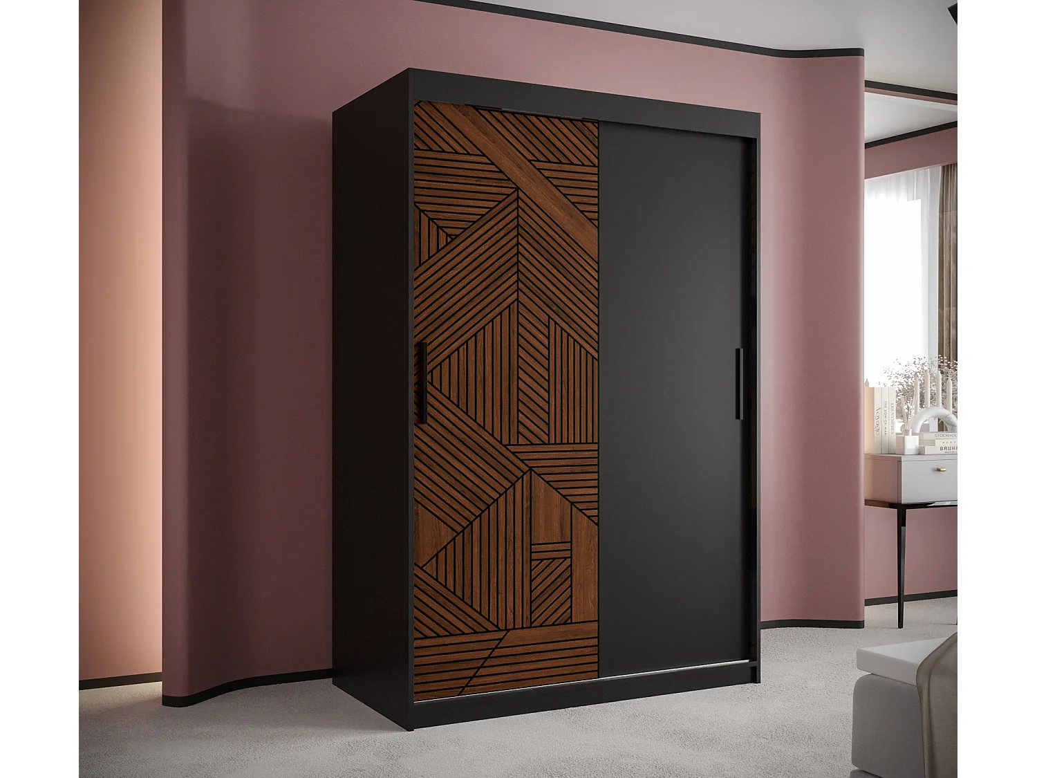 Armoire Marsylia À Portes Coulissantes 200/120/62 2 portes (Noir)