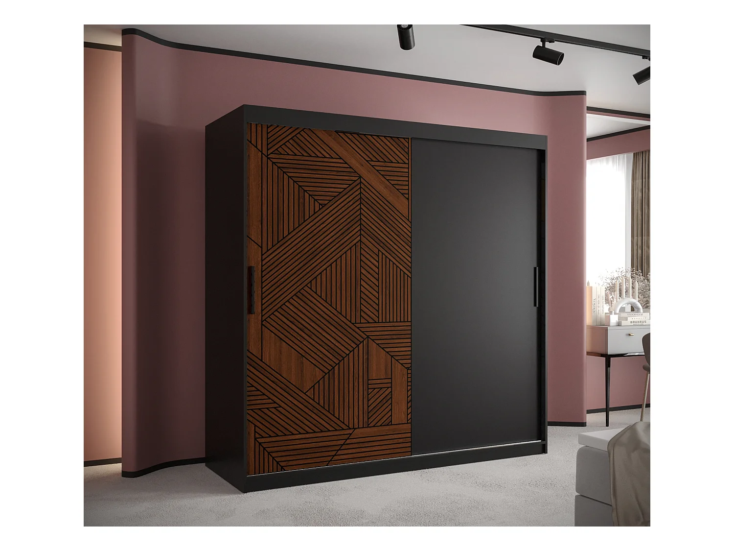 Armoire Marsylia À Portes Coulissantes 200/180/62 2 portes (Noir)