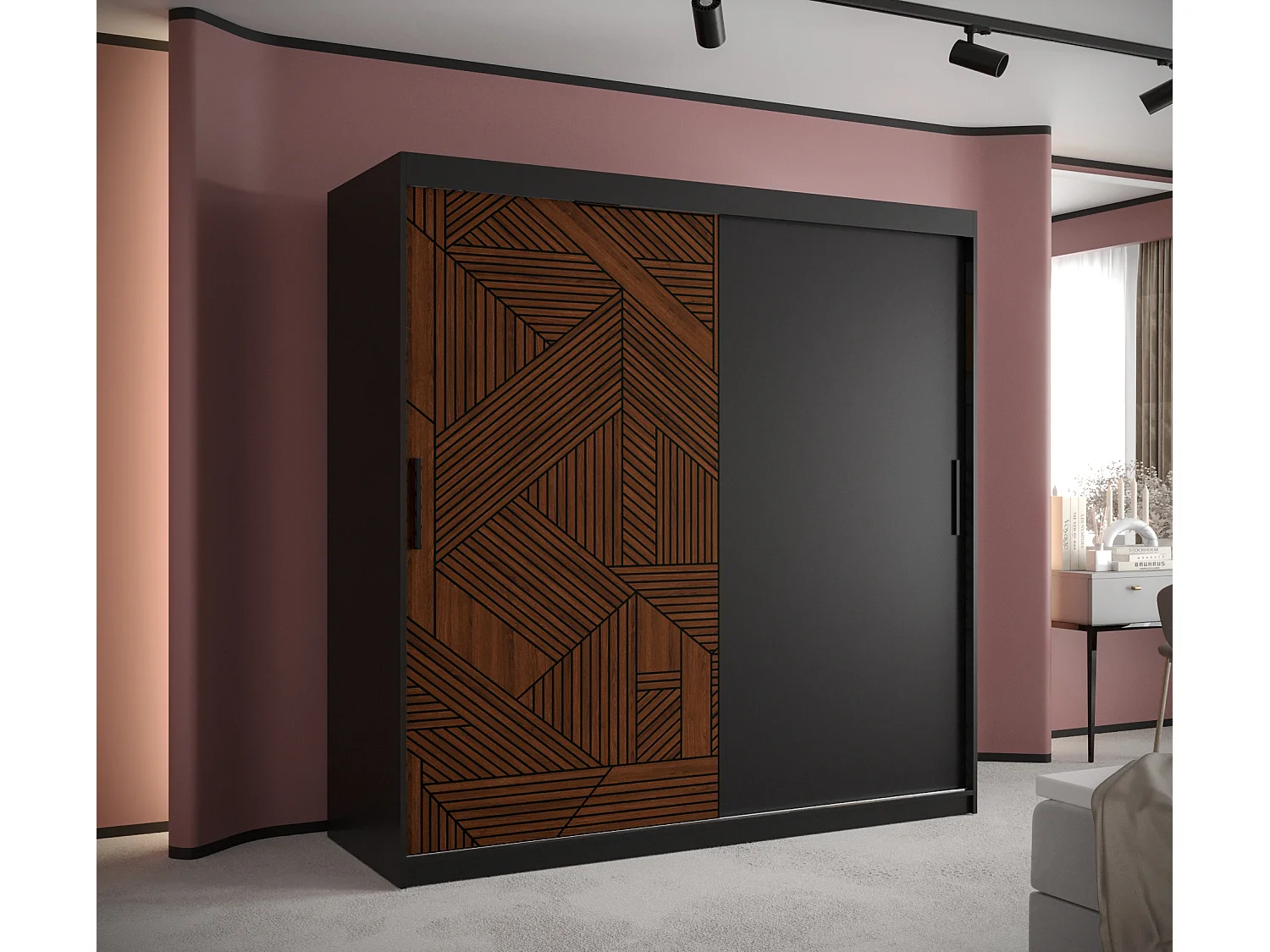 Armoire Marsylia À Portes Coulissantes 200/180/62 2 portes (Noir)