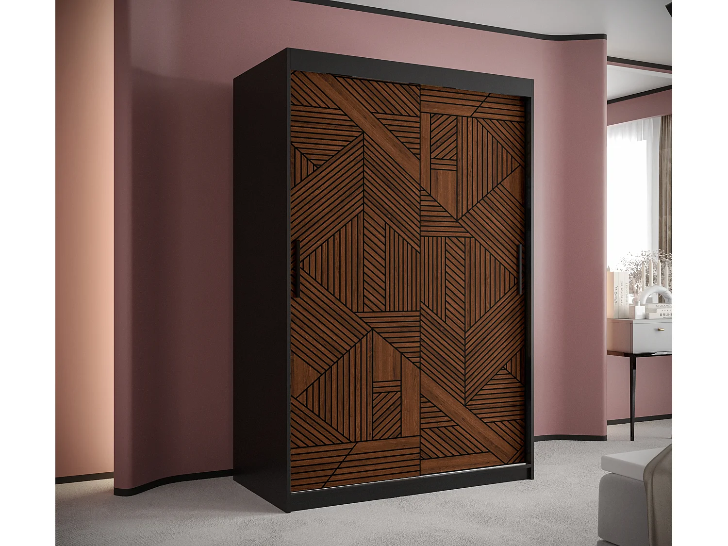 Armoire MARSYLIA 1 À Portes Coulissantes 200/120/62 2 portes (Noir)